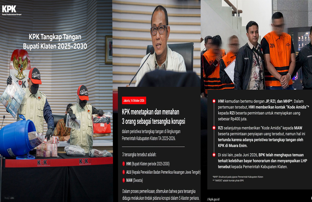 OTT KPK Klaten, tiga tersangka dugaan korupsi di Kabupaten Klaten